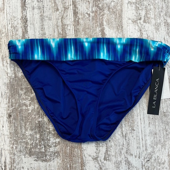 LA Blanca NWT Blue Turquoise Bikini Bottoms Size 14 - Picture 1 of 7